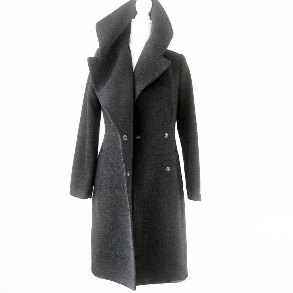 MANGO MNG SUIT wool belted tailored long coat xs